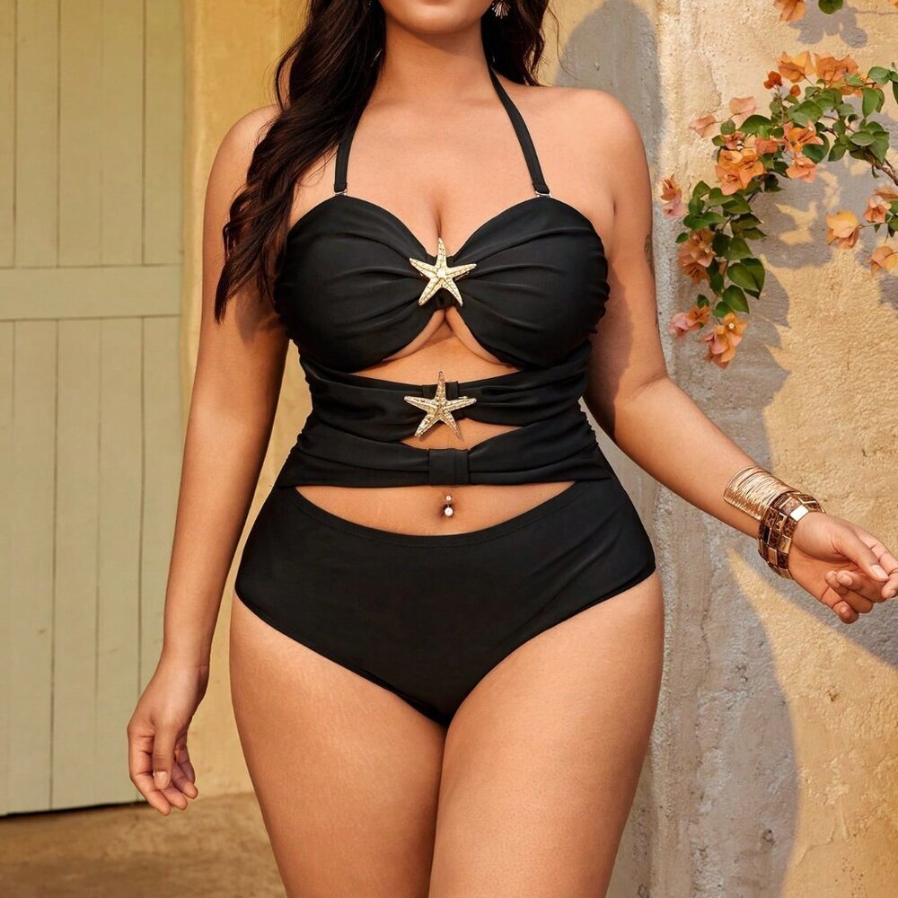 Black Sexy Women's Plus Size Strapless Jumpsuit - Picture 4 of 8